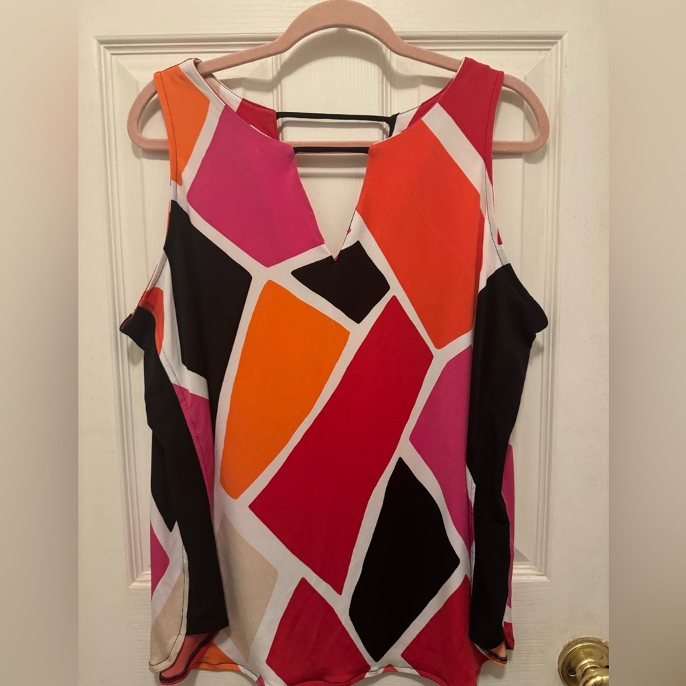 Plus Size Colorful Sleeveless Blouse